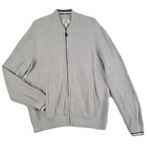 Jos.A.Bank ~Men’s Size L~ Gray Long Sleeve Zip-Up High Neck Knit Cardigan.